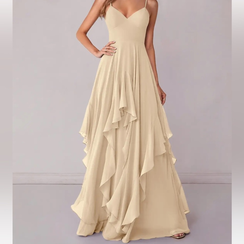 Azazie A-Line Chiffon Formal Dress Barbie Collab Prom Soft Glam NWT Women’s 8